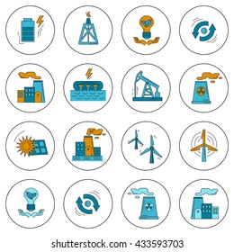 Energy Ecology and Pollution Vector set of icons