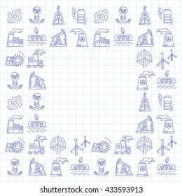 Energy Ecology and Pollution Vector set of icons