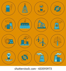 Energy Ecology and Pollution Vector set of icons