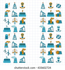 Energy Ecology and Pollution Vector set of icons