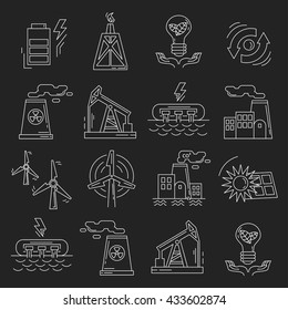 Energy Ecology and Pollution Vector set of icons