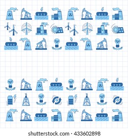 Energy Ecology and Pollution Vector set of icons