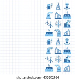 Energy Ecology and Pollution Vector set of icons