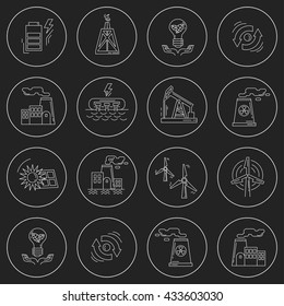 Energy Ecology and Pollution Vector set of icons