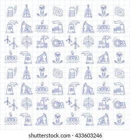 Energy Ecology and Pollution Vector set of icons