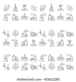 Energy Ecology and Pollution Vector set of icons