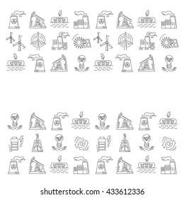 Energy Ecology and Pollution Vector set of icons