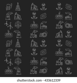 Energy Ecology and Pollution Vector set of icons