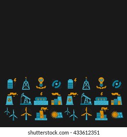 Energy Ecology and Pollution Vector set of icons