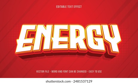 Energy editable text effect, editable text 3d style