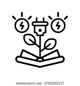 Ilustração do vetor da linha do ícone do Energy Education