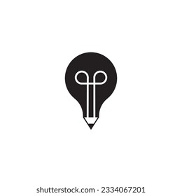 energy education logo pencil electric lamp vector illustration design