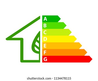 energy efficiency arrows and house icon ecology concept, stock vector illustration