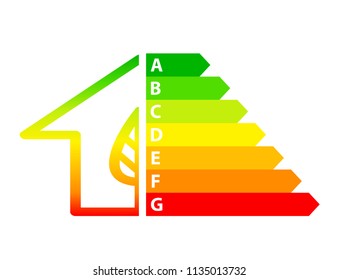 energy efficiency arrows and house icon ecology concept, stock vector illustration