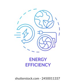 Energy efficiency blue gradient concept icon. Reducing energy consumption. HVAC system. Round shape line illustration. Abstract idea. Graphic design. Easy to use in promotional material