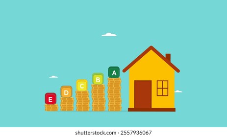 energy efficiency in building house, building architectural procedures to save energy, smart house with energy efficient rating class to save cost green energy