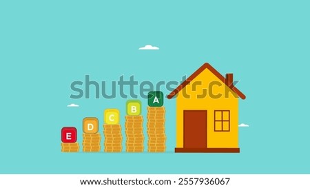 energy efficiency in building house, building architectural procedures to save energy, smart house with energy efficient rating class to save cost green energy