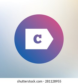 Energy efficiency class C sign icon. Energy consumption symbol. Icon on blurred background. Vector