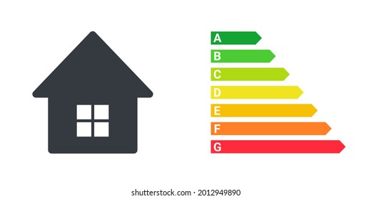 Energy efficiency concept. Energy efficient house with classification graph. Vector illustration