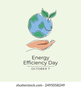 Energy Efficiency Day vector design template good for celebration usage. Energy Efficiency Day design. Continuous line drawing. eps 10.