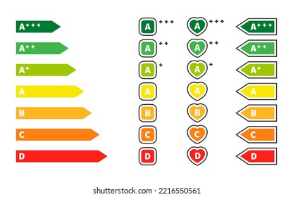 Energy efficiency of electrical appliances. Energy efficiency and rating chart. Vector illustration