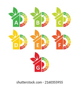 Energieeffizienz im Flachstil. Ökologische KlassenVektorgrafik auf isoliertem Hintergrund. Geschäftskonzept für Stromleistungszeichen