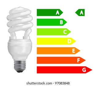 Energy efficiency  fluorescent light bulb. Vector Illustration.