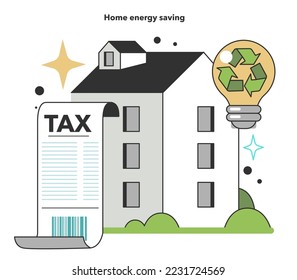 Energy efficiency at home. How to save on your heating bill or low your utility cost. Electricity consumption expenses. Inflation or economic recession effect. Flat vector illustration