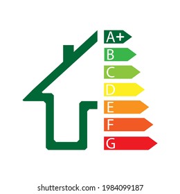 Energy efficiency house concept with classification graph sign. Vector illustration. EPS 10.