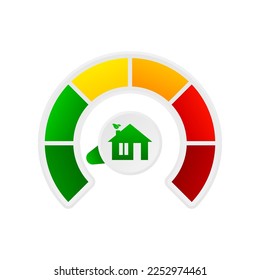 Energy Efficiency house. Concept of Energy Efficiency of housing. Chart concept. Speed risk. Smart eco house improvement. Concept graphic certification system element. Vector illustration.