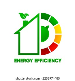 Energy Efficiency house. Concept of Energy Efficiency of housing. Chart concept. Speed risk. Smart eco house improvement. Concept graphic certification system element. Vector illustration.