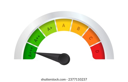 Energy Efficiency house. Concept of Energy Efficiency of housing. Chart concept. Speed risk. Smart eco house improvement. Chart concept, certification system element. Vector illustration