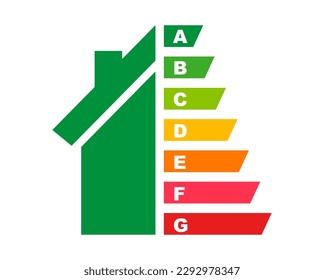 Energieeffizienzhaus. Energieeffizienz von Wohnungen. Öko-Haus. Vektorgrafik.