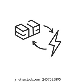 Energy Efficiency icon. Depicts the concept of sustainable energy, savings through a cyclic arrow and a lightning bolt. For content focused on cost-effective power solutions. Vector illustration