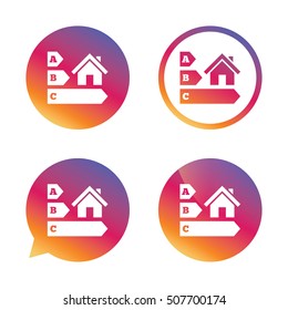 Energy efficiency icon. House building symbol.