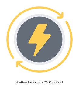 Energy Efficiency Icon with Lightning and Arrows
