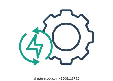 Energy efficiency icon. line icon style. gear with lightning. icon related to efficiency. productivity elements vector illustration
