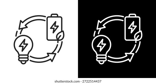 Conjunto de Ícones de Eficiência de Energia. Design De Linha Limpa Com Versões Claras E Escuras Para Uso Versátil