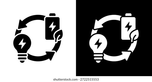 Conjunto de Ícones de Eficiência de Energia. Design De Linha Limpa Com Versões Claras E Escuras Para Uso Versátil