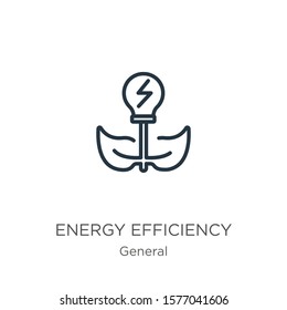 Energy efficiency icon. Thin linear energy efficiency outline icon isolated on white background from general collection. Line vector sign, symbol for web and mobile