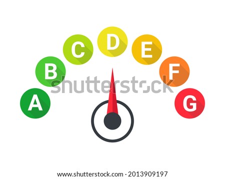 Energy efficiency icons. Energy efficiency rate sign concept. Vector illustration