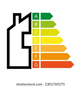 energy efficiency label on white background. energy saving label. energy label a, b, c, d, e, f, g. Vector illustration.