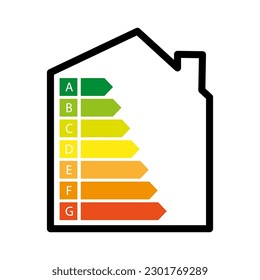 Energieeffizienzkennzeichnung auf weißem Hintergrund. energiesparendes Etikett. Energieetikett a, b, c, d, e, f, g. Vektorgrafik.