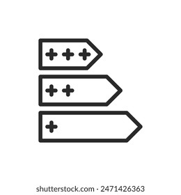 Energy efficiency labels, linear style icon. Labels, different levels of energy efficiency. Editable stroke width.