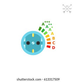Energy Efficiency Levels with Socket Icon