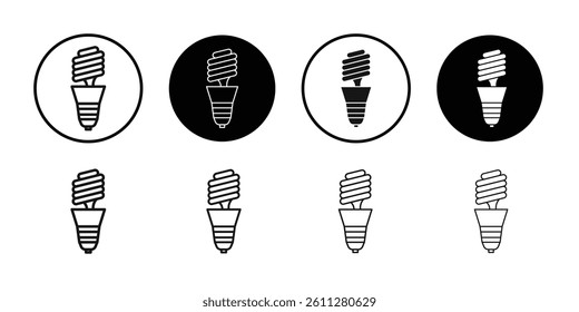energy efficiency light bulb icon Thin line art collection