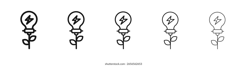 Icono de la bombilla de la eficacia energética Signo de Vector blanco y negro