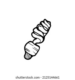 Energiesparlampe Linie Vektordoodle einfache Symbol. Ökologie und Earth Day-Konzept