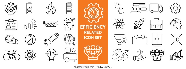Energy Efficiency Line Editable Icons set. Vector illustration in modern thin line style of ecology related icons: energy saving light bulb, sustainability, electricity, and more.