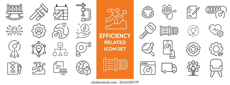 Energy Efficiency Line Editable Icons set. Vector illustration in modern thin line style of ecology related icons: energy saving light bulb, sustainability, electricity, and more.